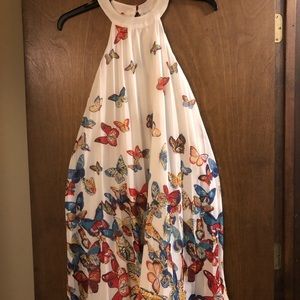 Halter dress with butterfly pattern